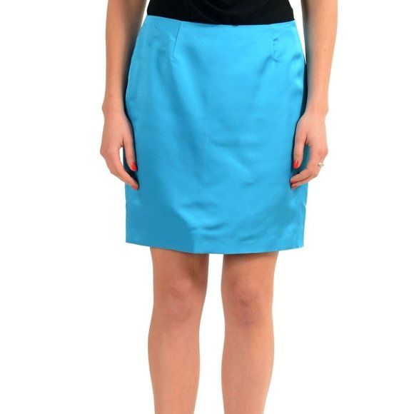 Versace 100% Silk Blue Women's Straight Skirt
